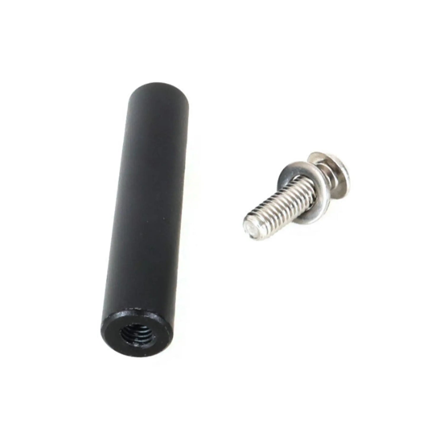 Black Azub Chainkeeper for Idler with silver attachment bolt and washer against a white background.