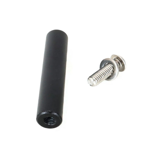 Black Azub Chainkeeper for Idler with silver attachment bolt and washer against a white background.