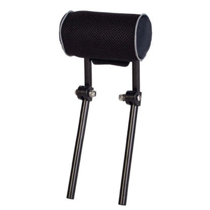 Front view of the Azub Headrest Trike in black against a white background.

