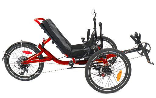 Catrike Recumbent Trike in Lava Red right side view