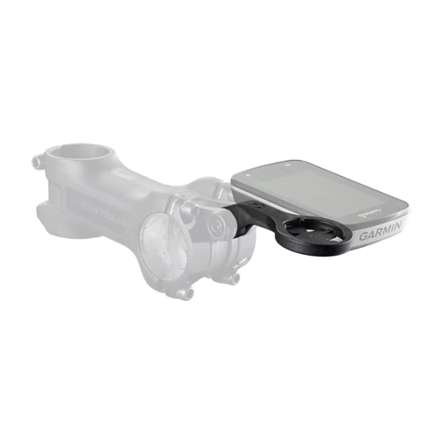 Image of a Bontrager Blendr Garmin High Mount holding a Garmin Computer on a bicycle stem against a white background.