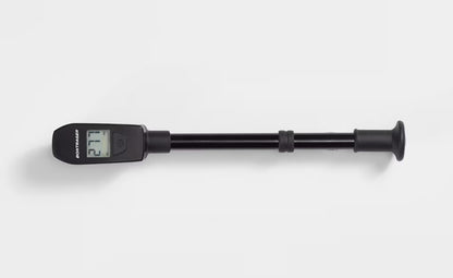 Black Bontrager Digital Shock Pump on a white background. 