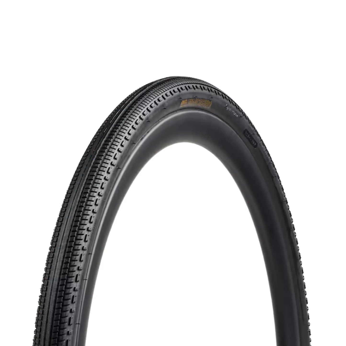 Angled side profile view of the Bontrager Girona Comp Gravel Tire 700c x 42mm (42-622mm) against a white background.