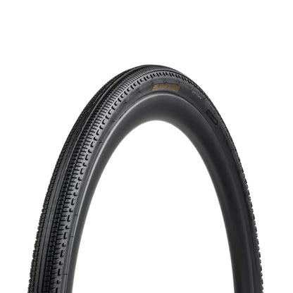 Angled side profile view of the Bontrager Girona Comp Gravel Tire 700c x 42mm (42-622mm) against a white background.