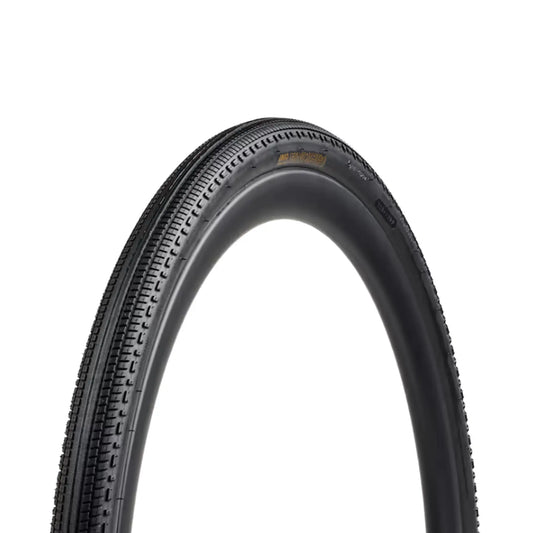 Angled side profile view of the Bontrager Girona Comp Gravel Tire 700c x 42mm (42-622mm) against a white background.