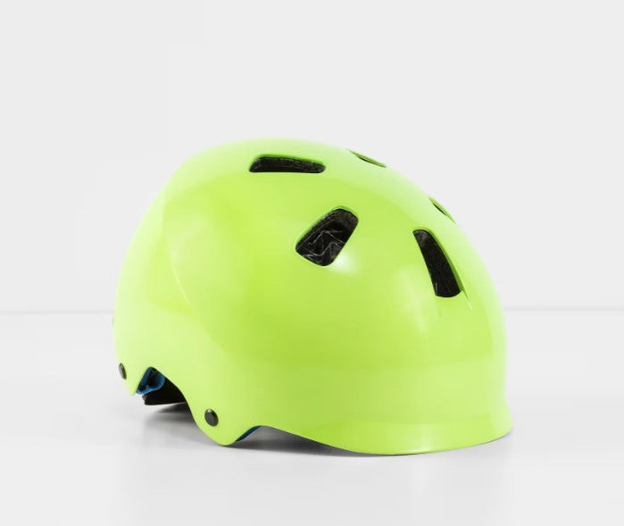 Green Bontrager Jet Wavecel helmet on a white background.