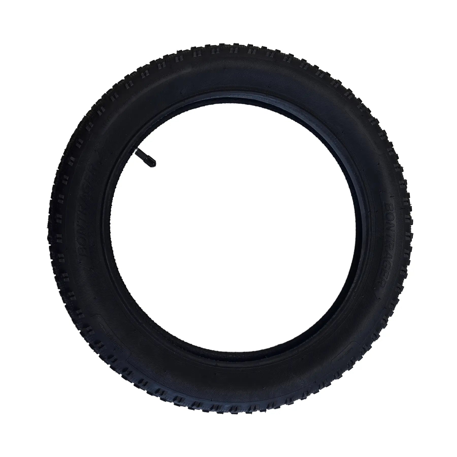 Side view of the Bontrager Take Off XR1 Tire with Schrader Tube 16 x 2.25 inch (57-305mm) inserted in the tire against a white background.