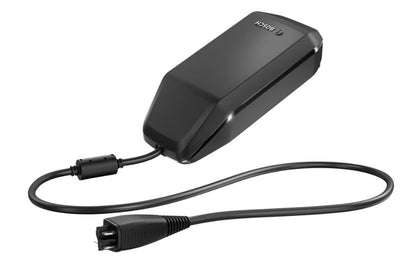 Black Bosch 4a charger with a cable on a white background