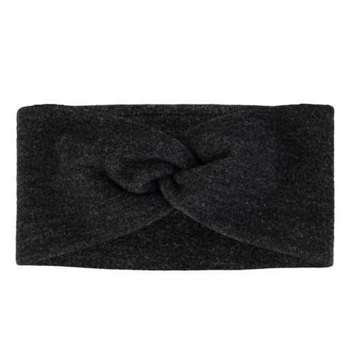 Buff Merino Fleece Headband Solid Black, studio front view