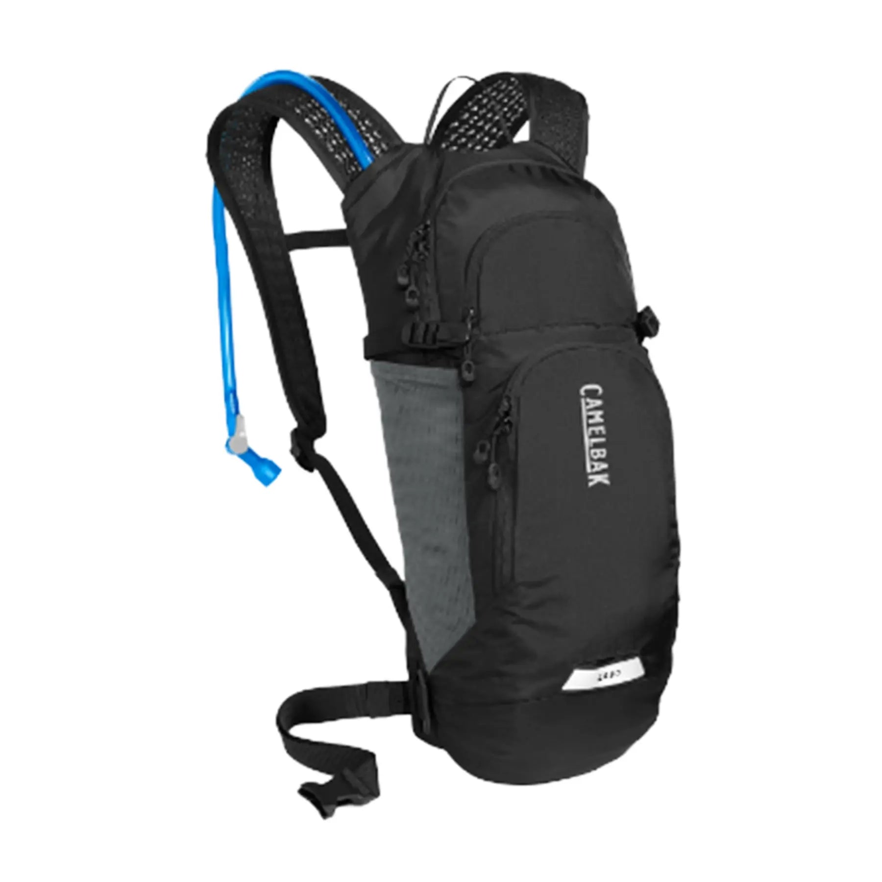 Angled front view of the Camelbak Lobo 9 Hydration Pack 70oz in black against a white background.