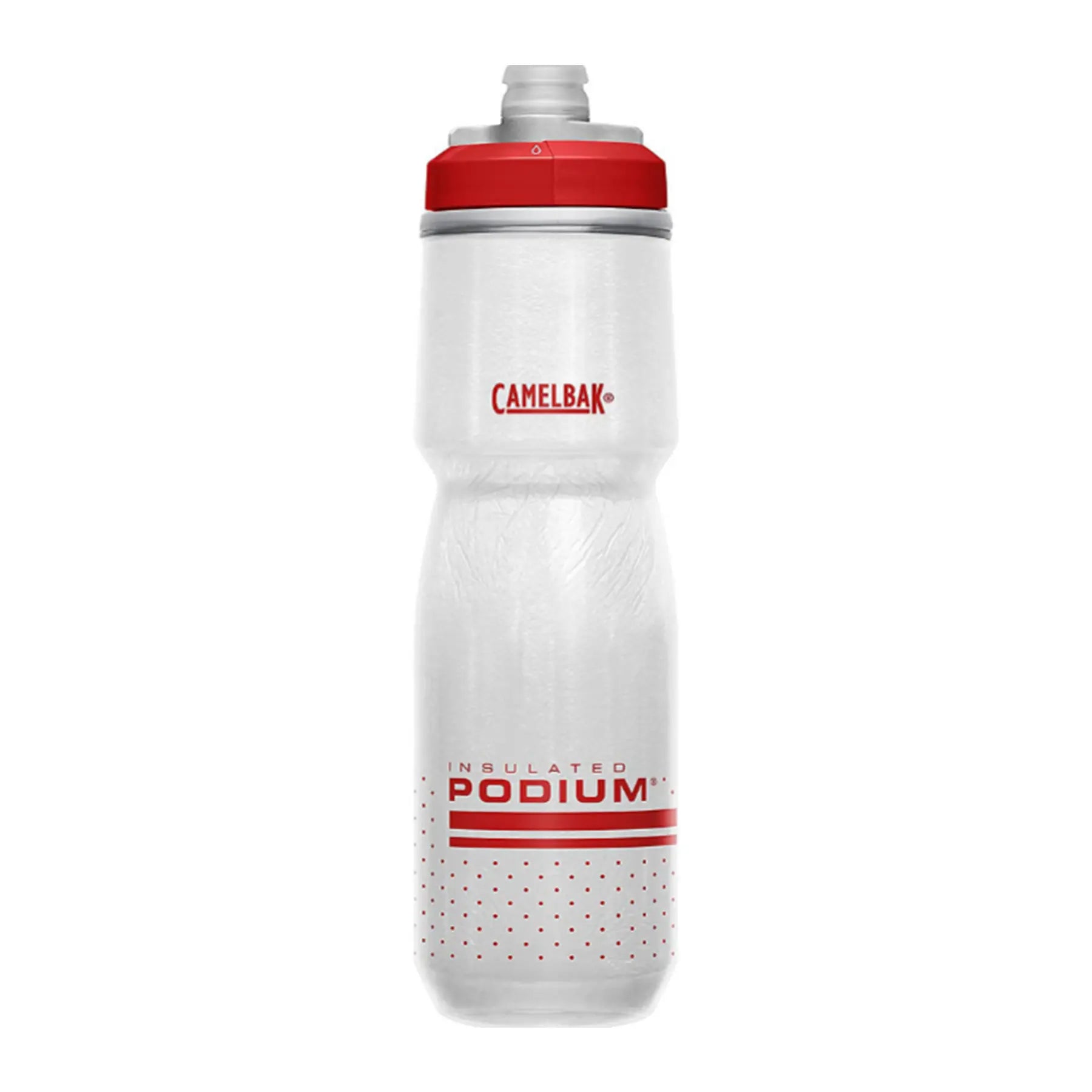 CamelBak Podium water bottle with red accents against a white background.