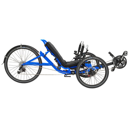 Electric Blue Catrike 5.5.9. Recumbent Trike against a white background.