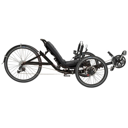 Liquid Black Catrike 5.5.9. Recumbent Trike against a white background.
