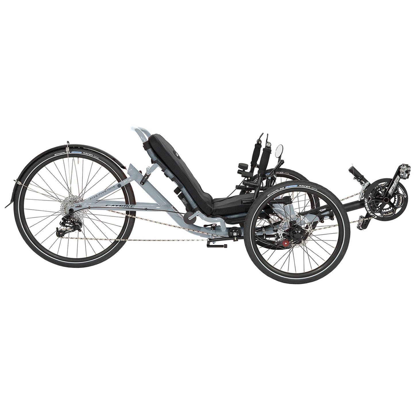Moon Rock Silver Catrike 5.5.9. Recumbent Trike against a white background.