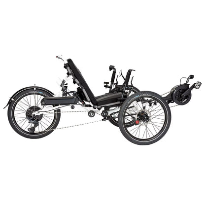 Side view of the Catrike All Road eCat with Bosch BES3 Recumbent Trike in Star White against a white background.