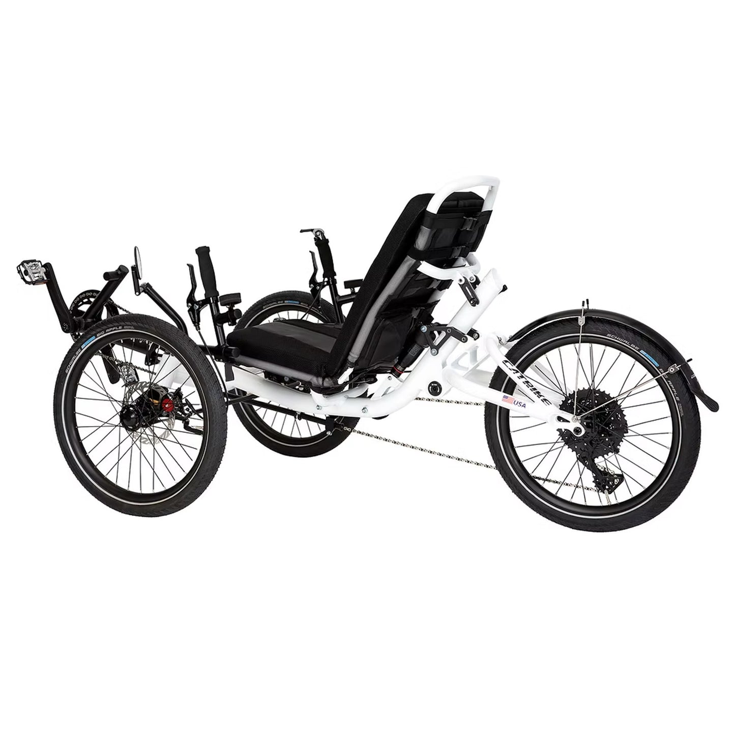 Angled non-drive side view of the Catrike All Road in Star White.