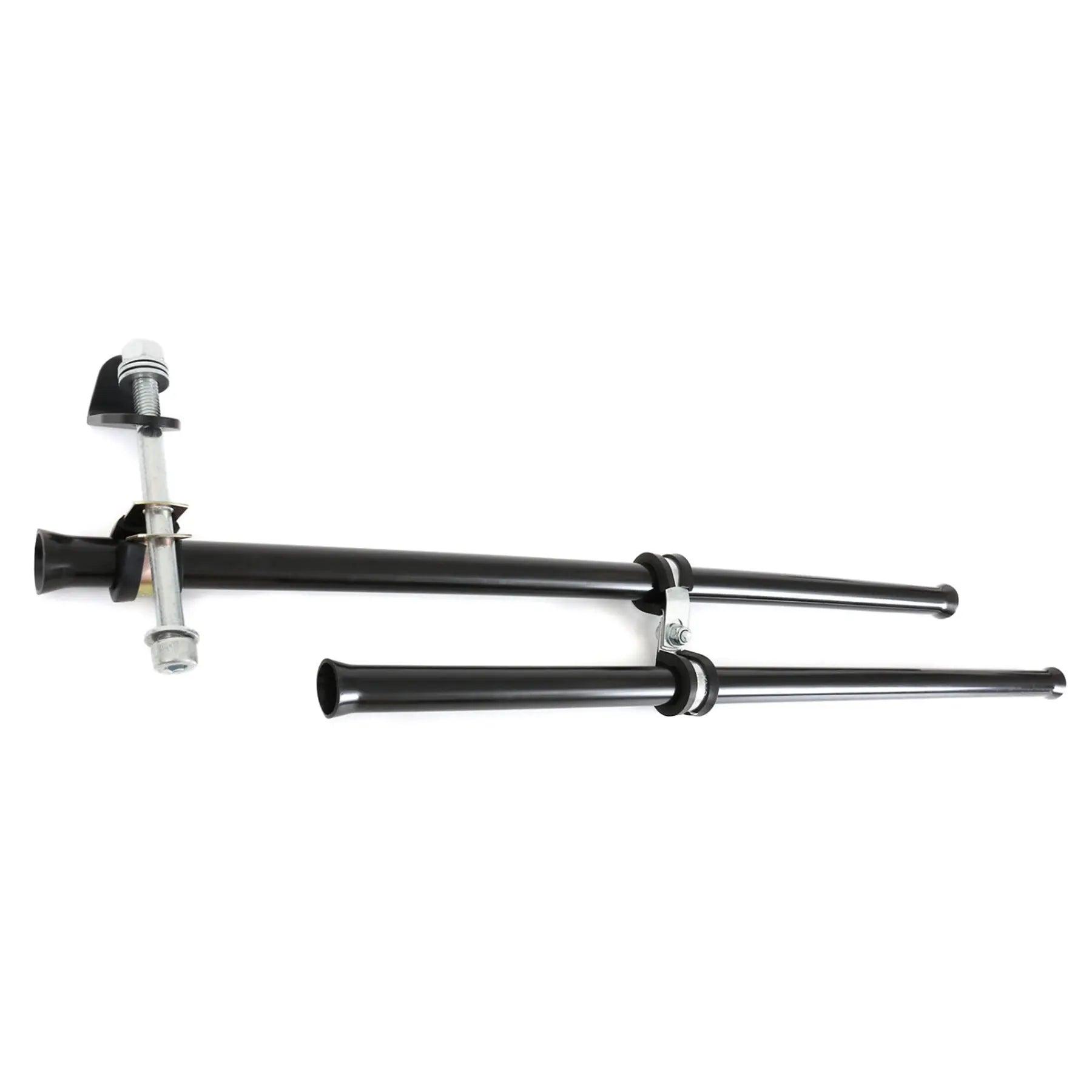 The black Catrike Chain Tube Assembly which fits all models except the Villager and the Max with attachment hardware against a white background.