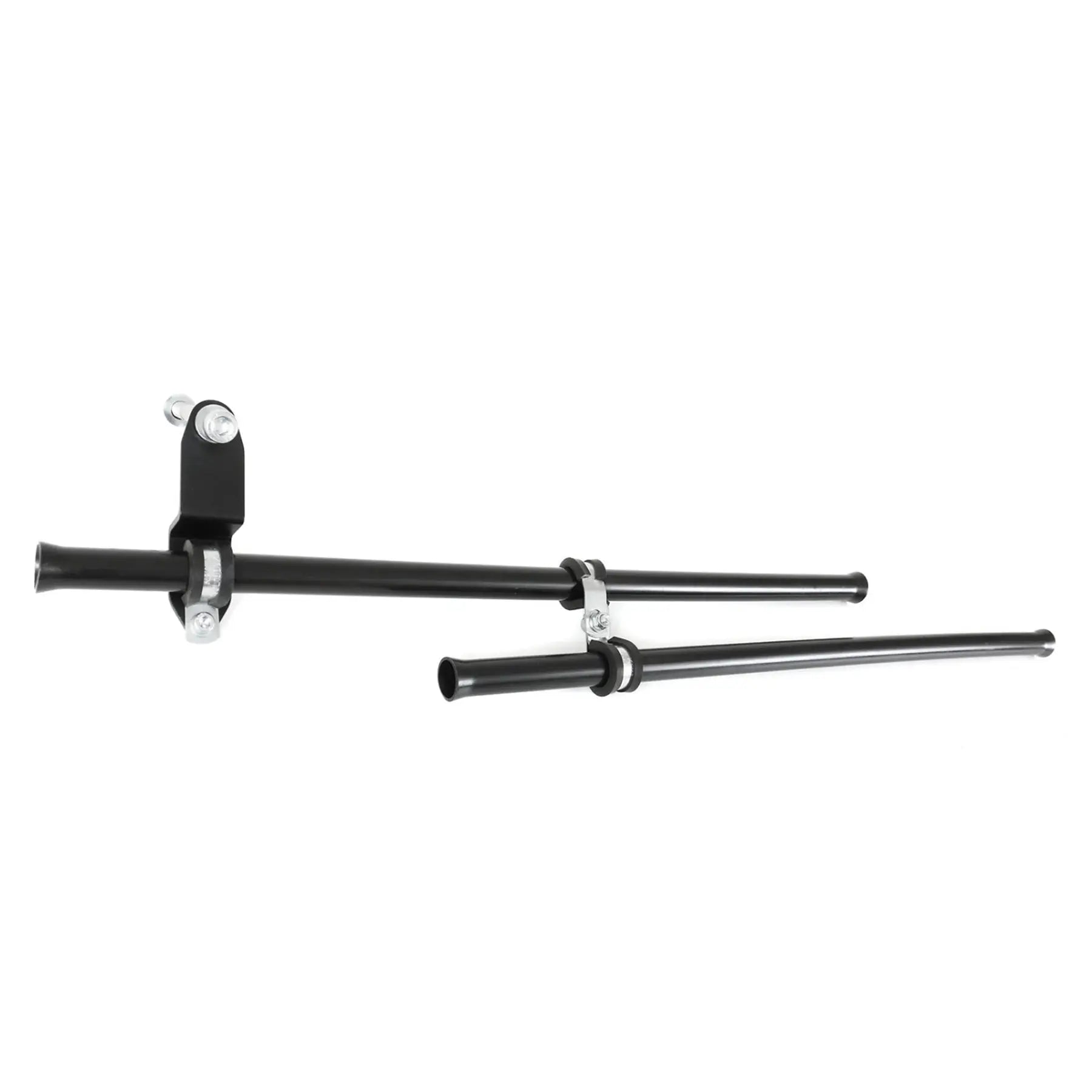 The black Catrike Chain Tube Assembly which fits the Villager and the Max with attachment hardware against a white background.