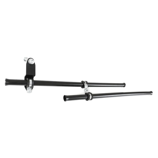 The black Catrike Chain Tube Assembly which fits the Villager and the Max with attachment hardware against a white background.