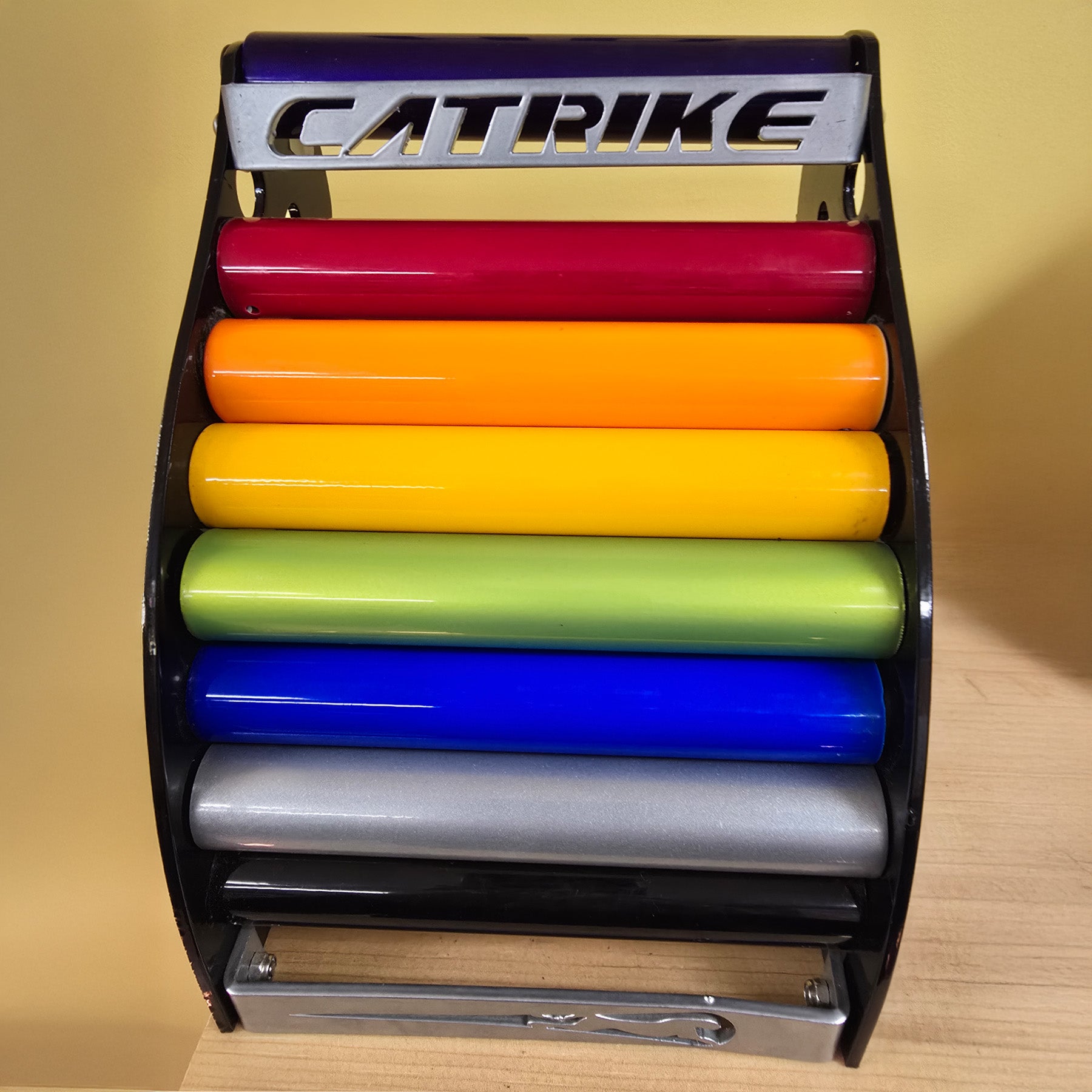 Catrike color samples including Candy Purple, Lava Red, Atomic Orange, Firefly Yellow, Eon Green, Electric Blue, Moon Rock Silver and Liquid Black.