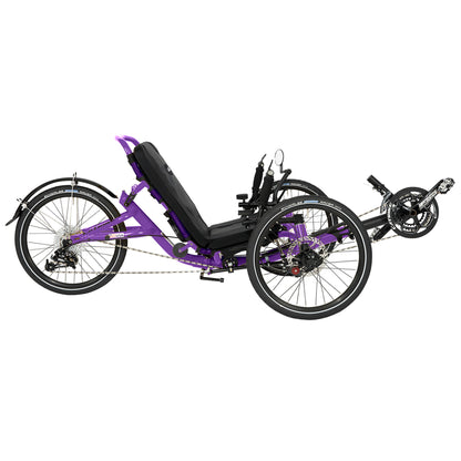 Side view of the Catrike Trail Recumbent trike in Candy Purple.