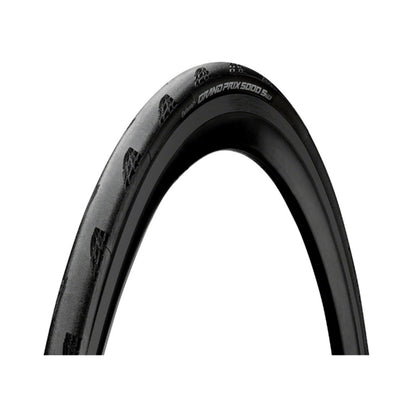 Side view of the Continental Grand Prix 500 S TR Tire in black with white print on the sidewall.