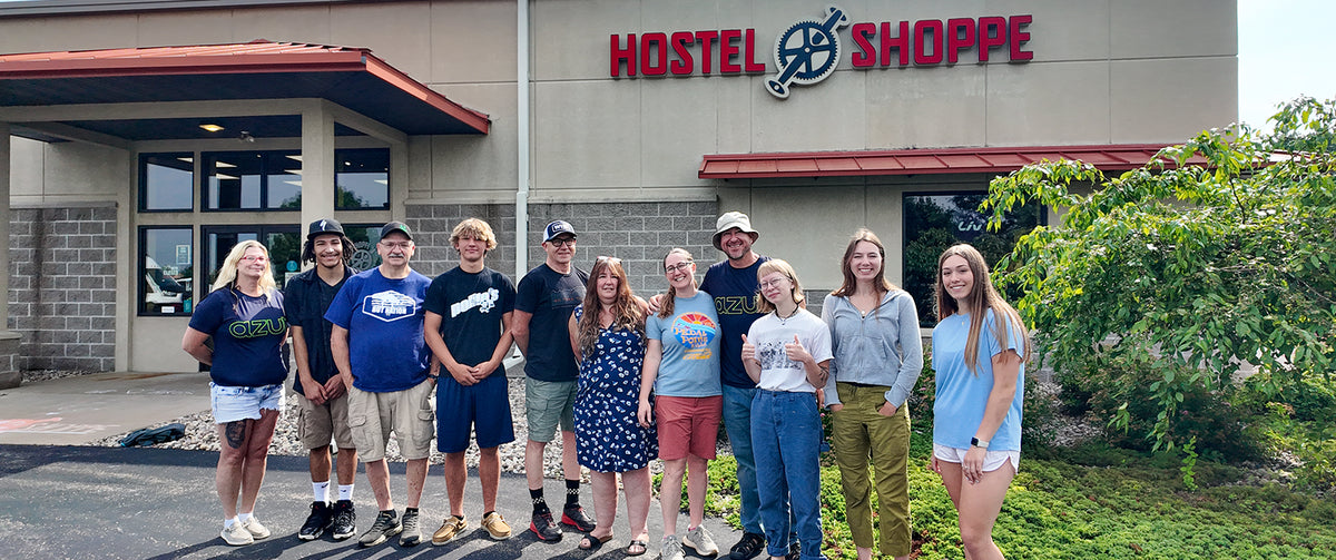 Hostel Shoppe staff stand in front of the store.