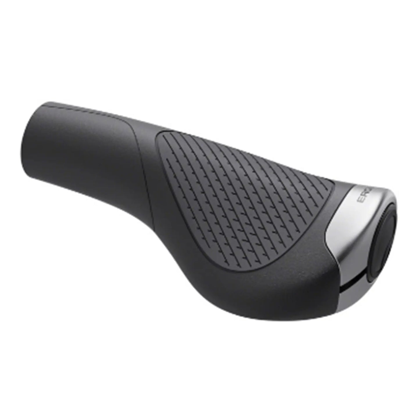 Angled top view of the Ergon GP1 Evo Black Large Grips against a white background.