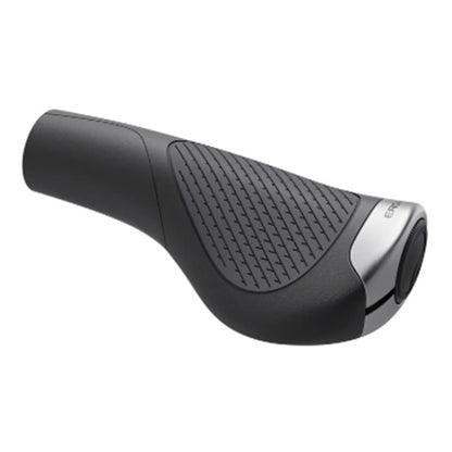 Angled top view of the Ergon GP1 Evo Black Large Grips against a white background.