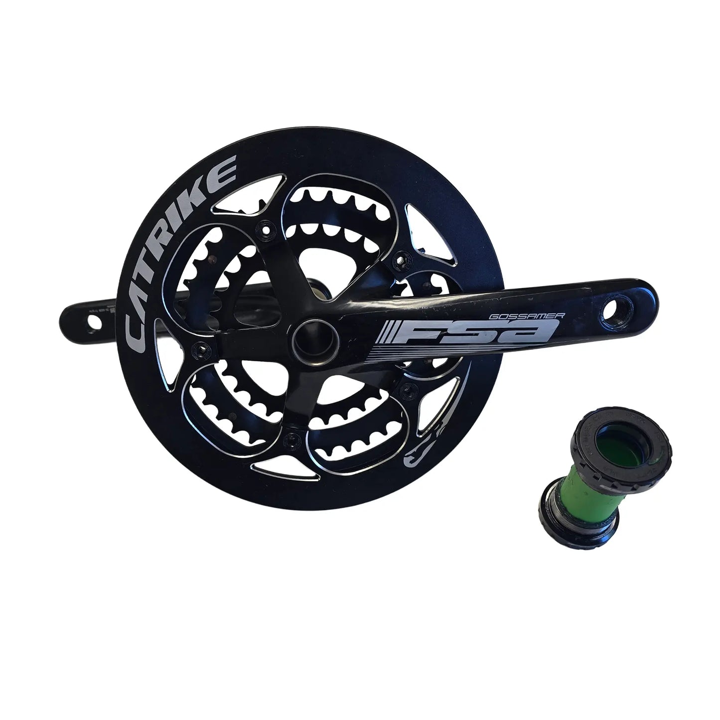 Side view of the Full Speed Ahead Take Off Gossamer 30-39-52t Crankset with 165mm Crankarms and External Bottom Bracket against a white background.