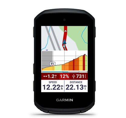 Garmin Edge 550 GPS device with map and statistics on a white background