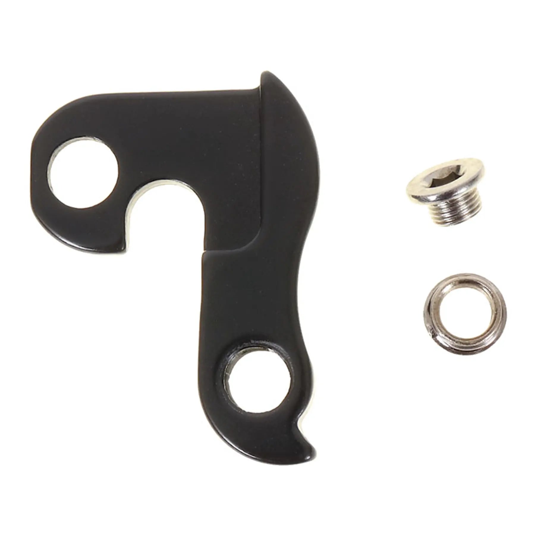 View of the Giant 22 Plus Revolt Rear Derailleur Hanger in black against a white background.