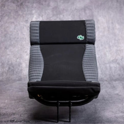 Closeup view of the Greenspeed Magnum XL Recumbent Trike Seat with Cushion against a grey background.