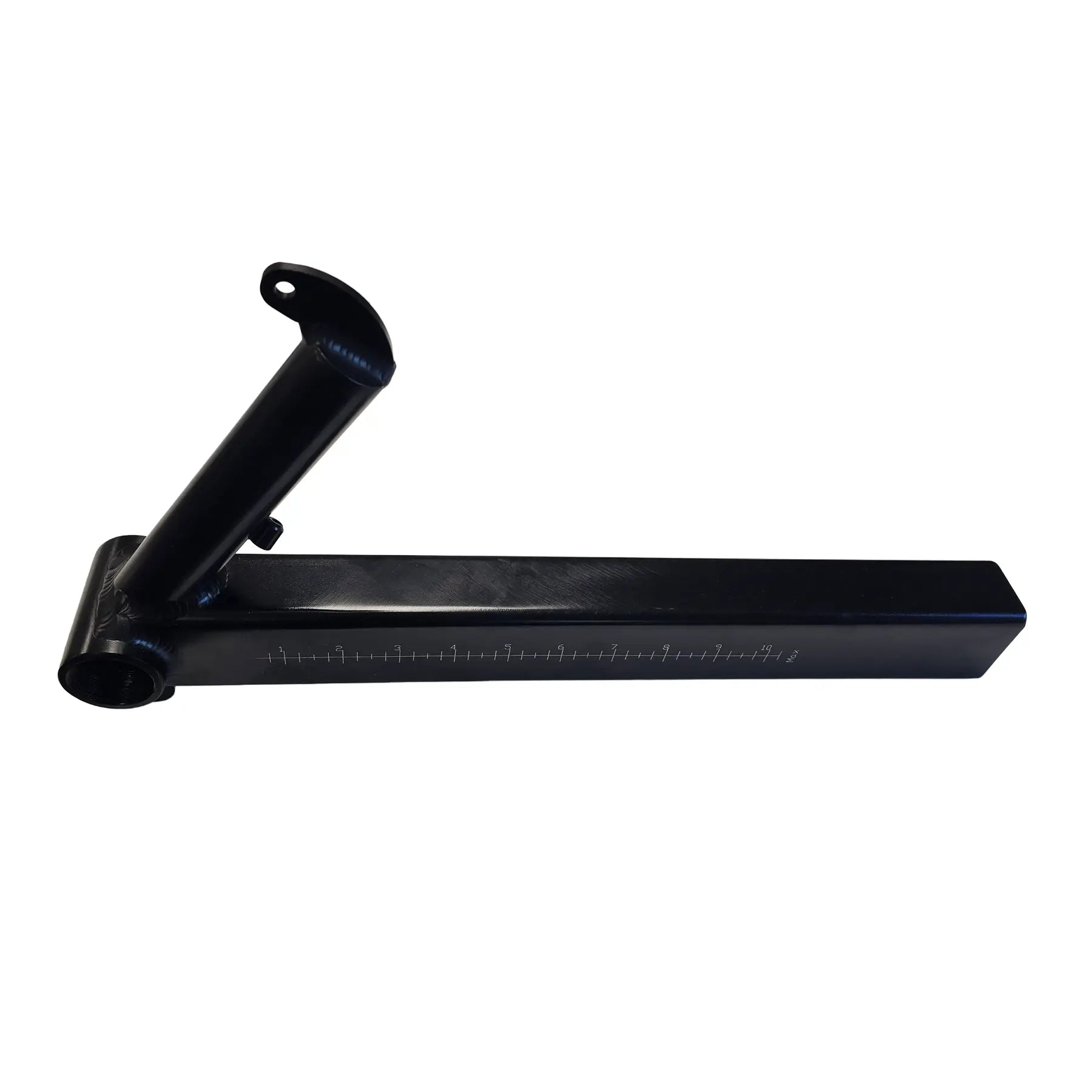 Angled side view of the Greenspeed Take Off Square Magnum Standard, Big Wheel and X-Large Replacement Boom in black against a white background.