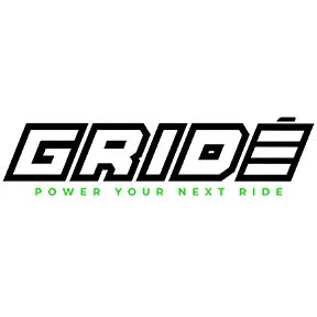 Gridé logo with tagline 'Power Your Next Ride' on a white background