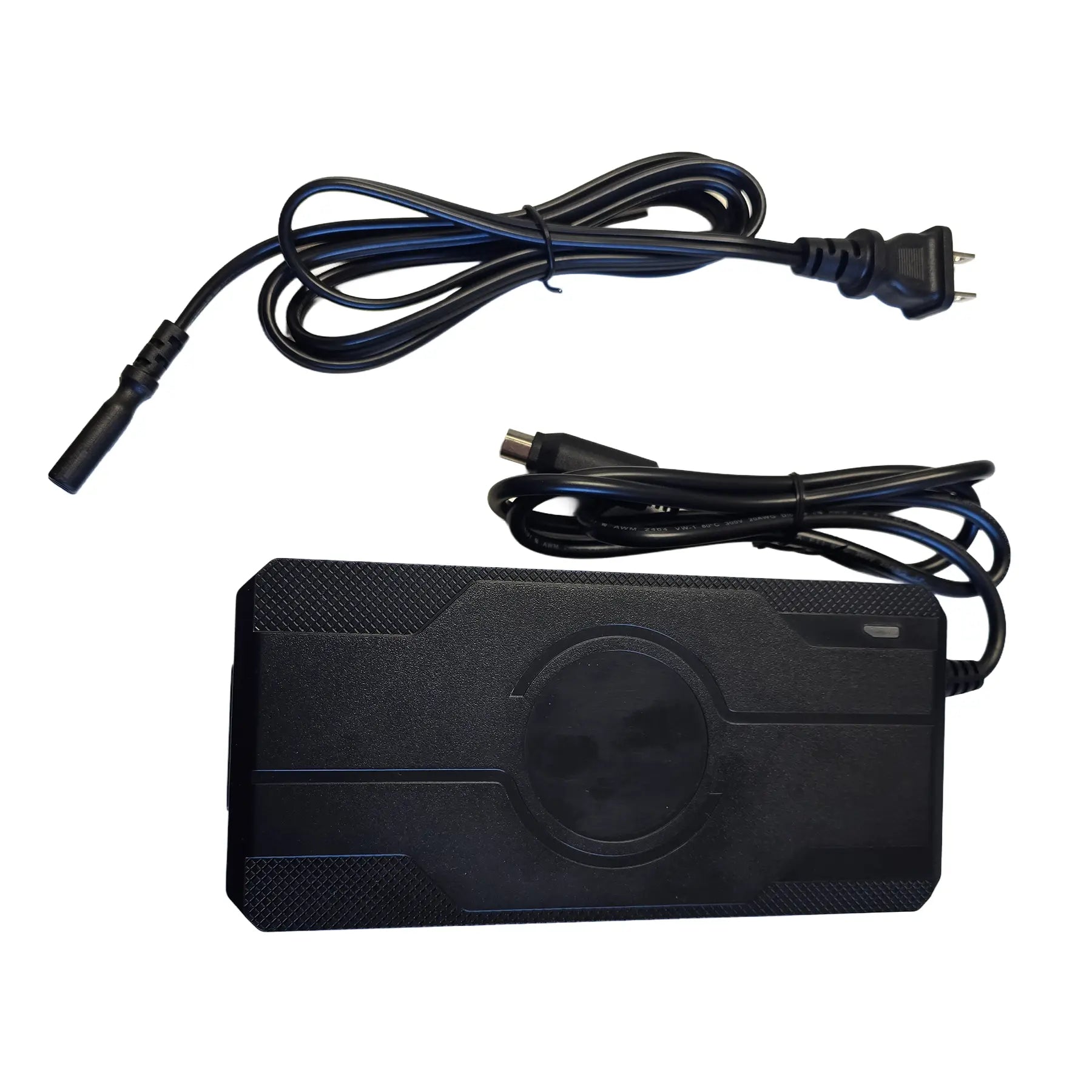 Image of a black GRIDE Solutions GX Powercell 705 48V-4A Fast Charger against a white background.