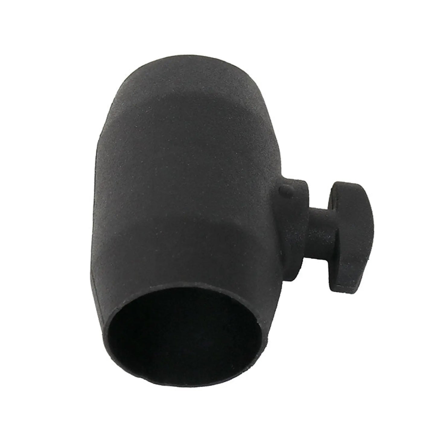 End view of the black Hase Chain Tube Plastic Bracket Full Tube against a white background.