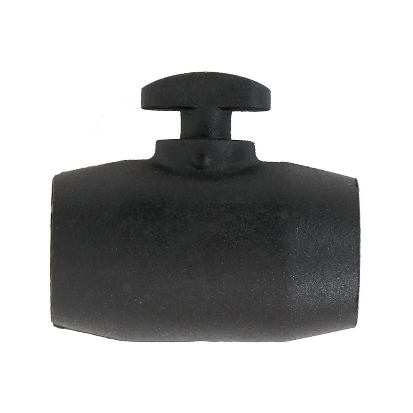 Side view of the black Hase Chain Tube Plastic Bracket Full Tube against a white background.