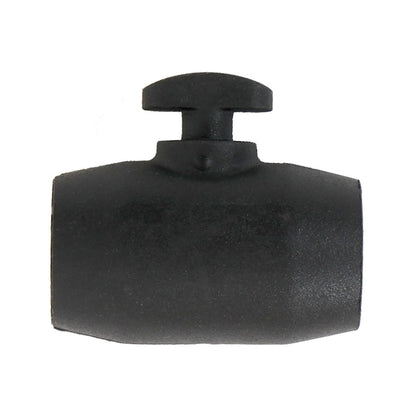 Side view of the black Hase Chain Tube Plastic Bracket Full Tube against a white background.