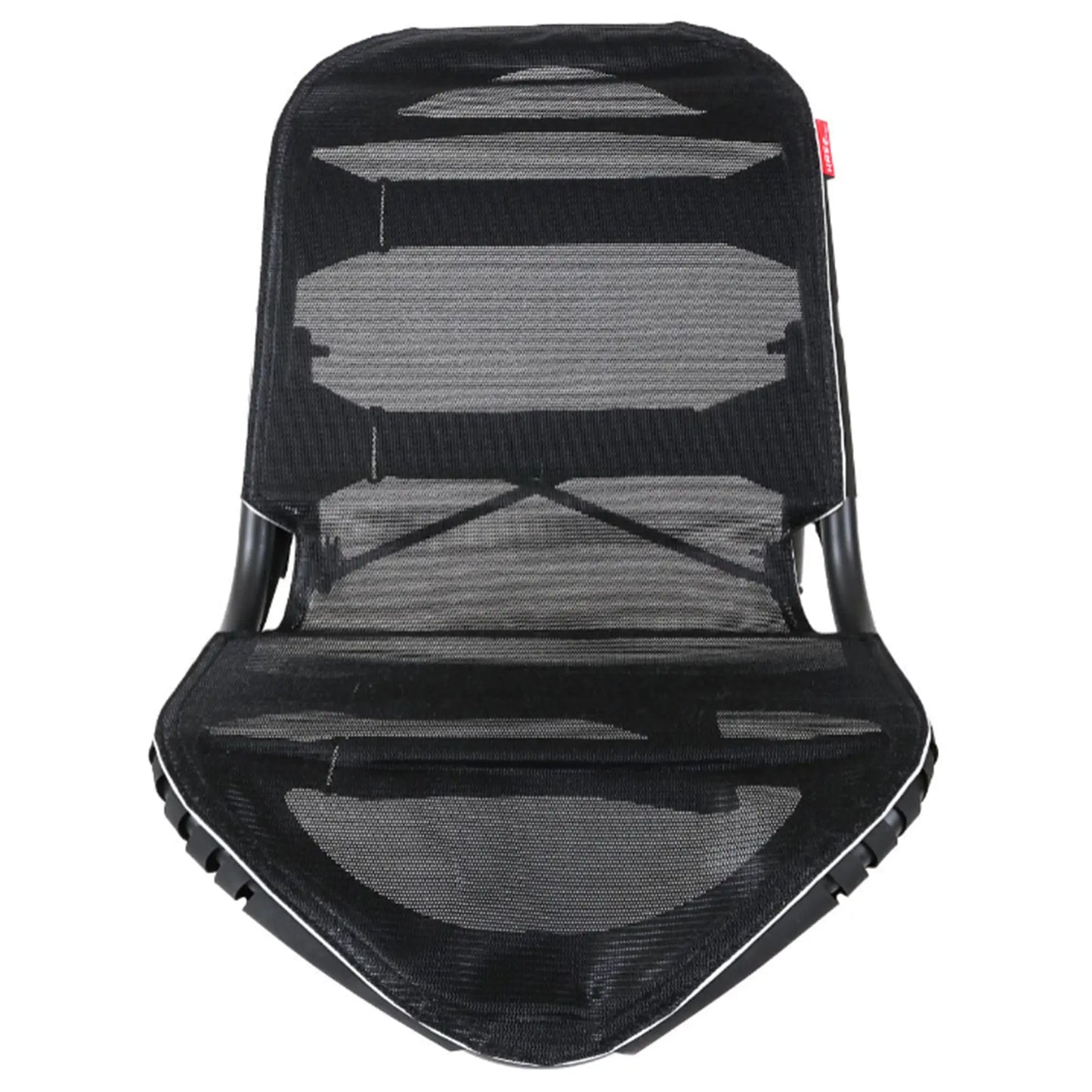 Front view of the black Hase Trigo Replacement Seat Mesh on a seat frame (not included) against a white background.