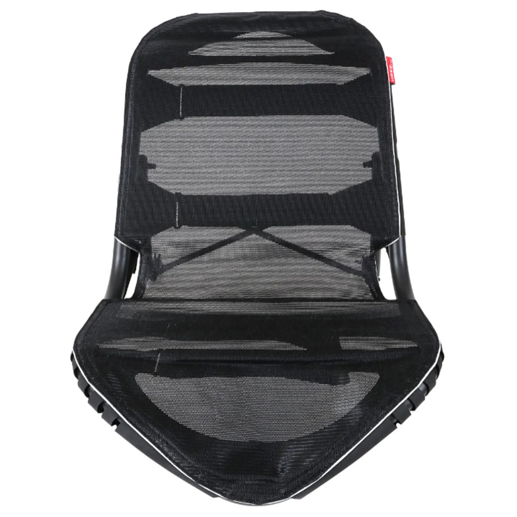 Front view of the black Hase Trigo Replacement Seat Mesh on a seat frame (not included) against a white background.