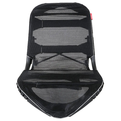 Front view of the black Hase Trigo Replacement Seat Mesh on a seat frame (not included) against a white background.