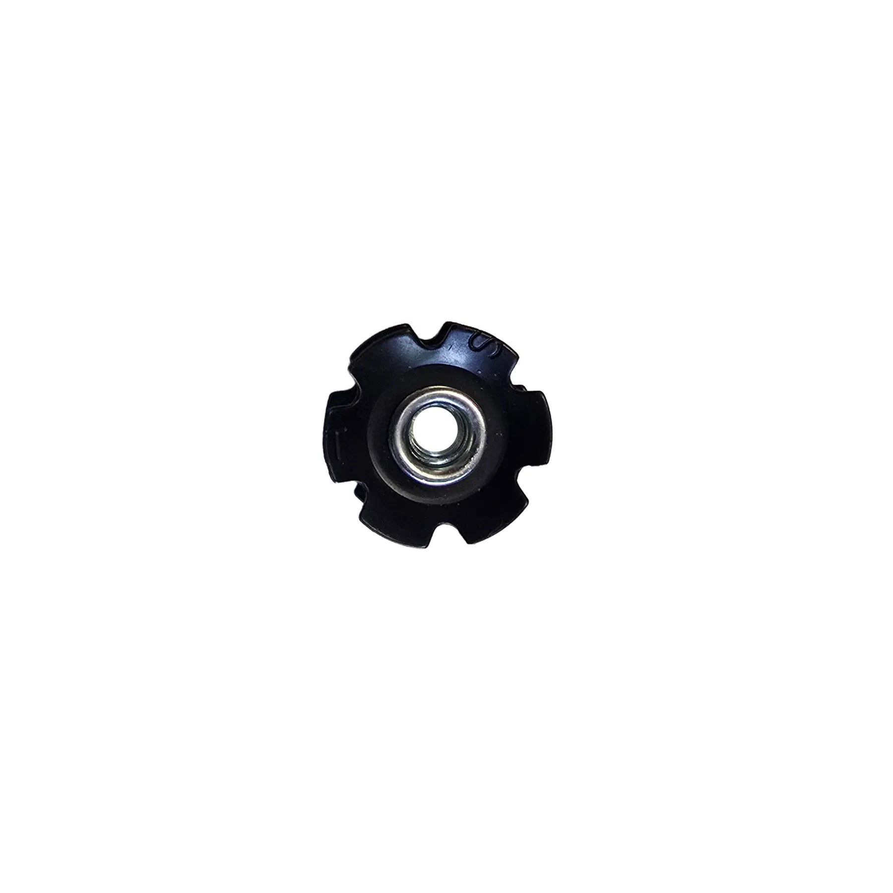 Top view of the Hostel Shoppe 1 inch Star Nut for Headsets against a white background.