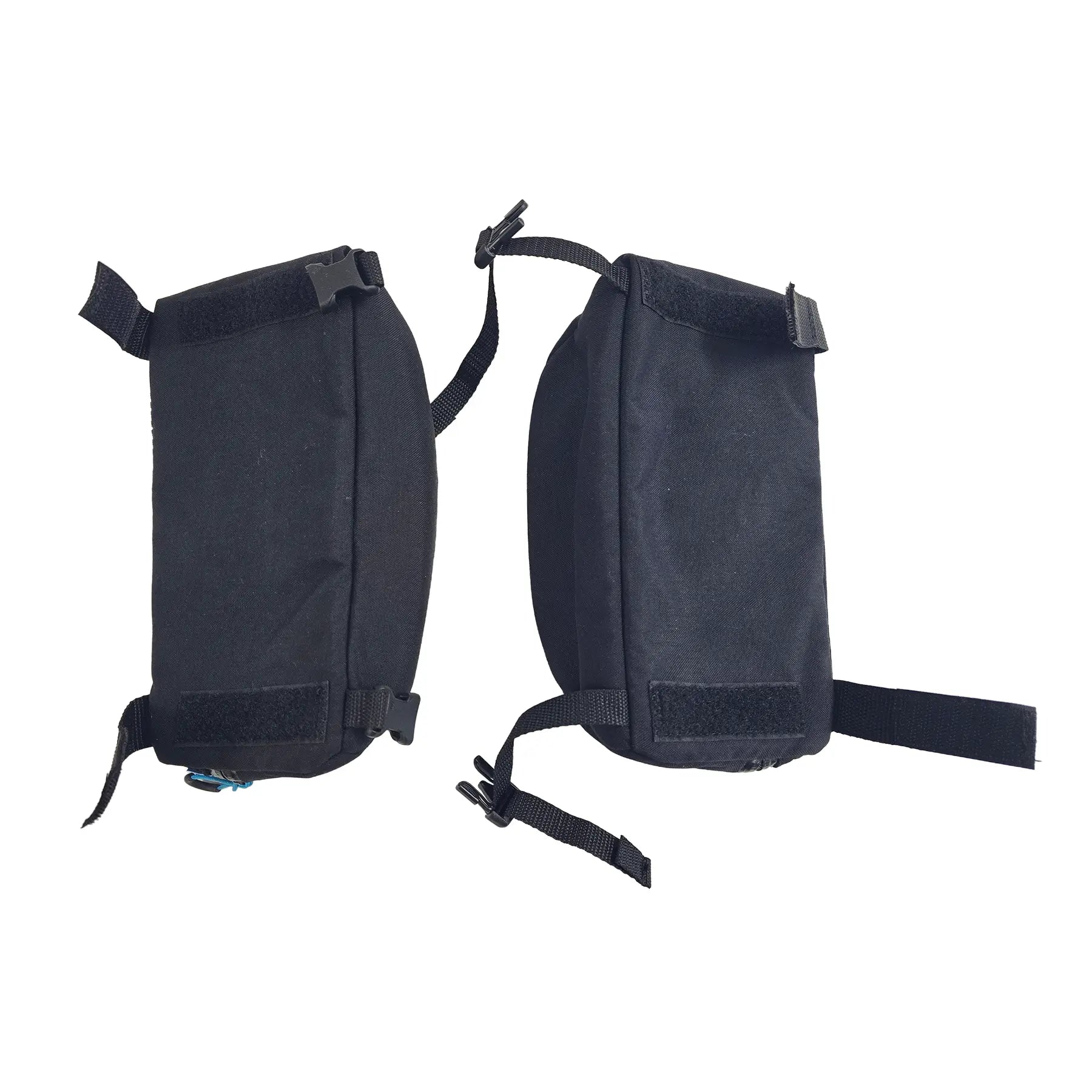 Bottom view of the HP Velotechnik Add-On Bags for Mesh Seat in black against a white background.