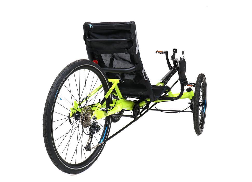 HP Velotechnik Demo Gekko 26 Performance Lime Green Trike, Studio Rear Quarter View