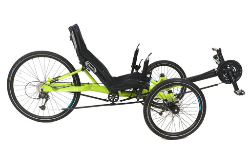 HP Velotechnik Demo Gekko 26 Performance Lime Green Trike, Studio Side View