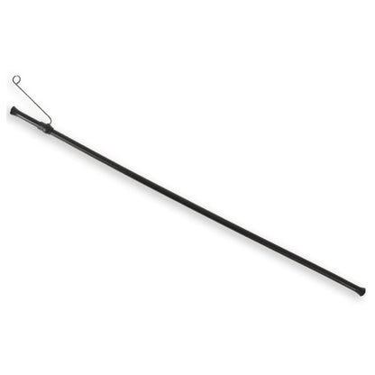 View of the longer black HP Velotechnik Gekko 26 Upper Chain Tube with attached spring clip against a white background.