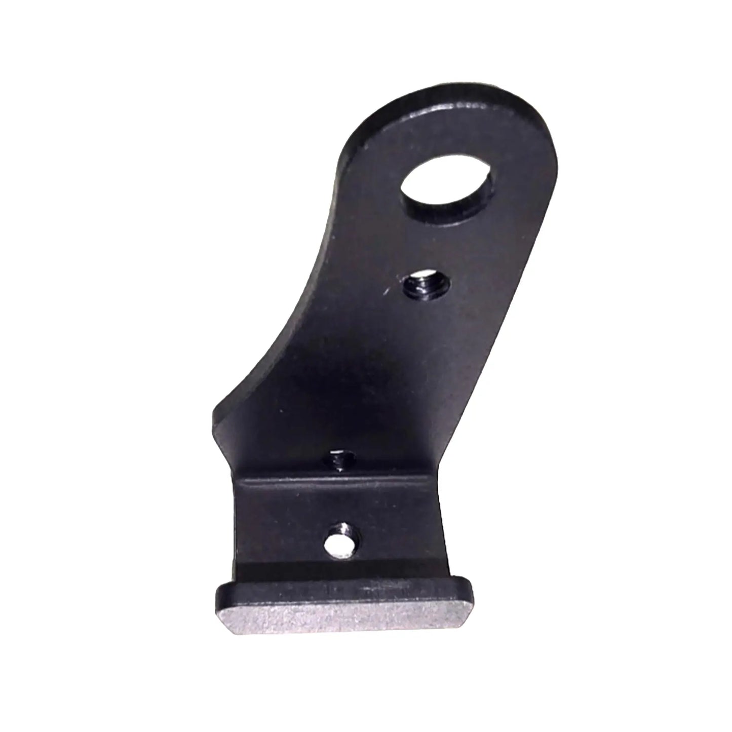 Vertical view of the black metal HP Velotechnik Gekko Chain Catch Hook against a white background.
