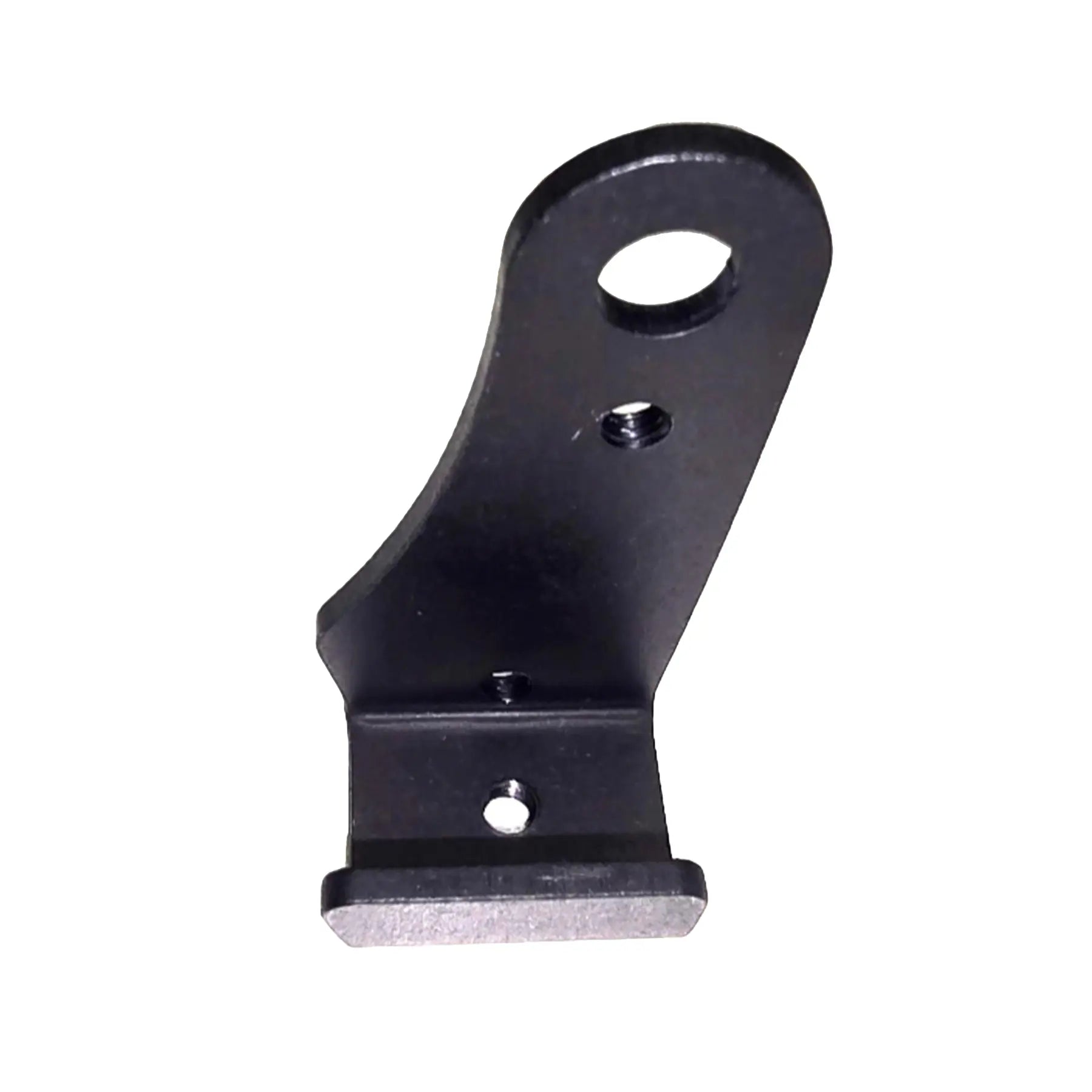 Vertical view of the black metal HP Velotechnik Gekko Chain Catch Hook against a white background.