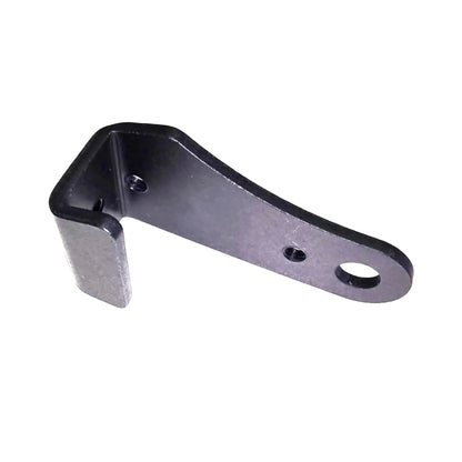 Angled side view of the black metal HP Velotechnik Gekko Chain Catch Hook against a white background.
